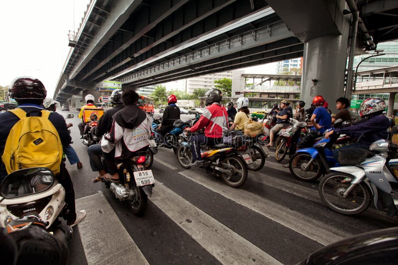 Motorbike traffic in Bangkok stock photography Motorbike traffic in Bangkok stock photography