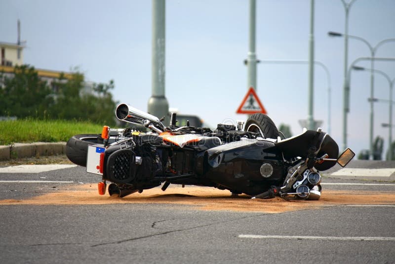 Motorcycle accident on the city road, Europe