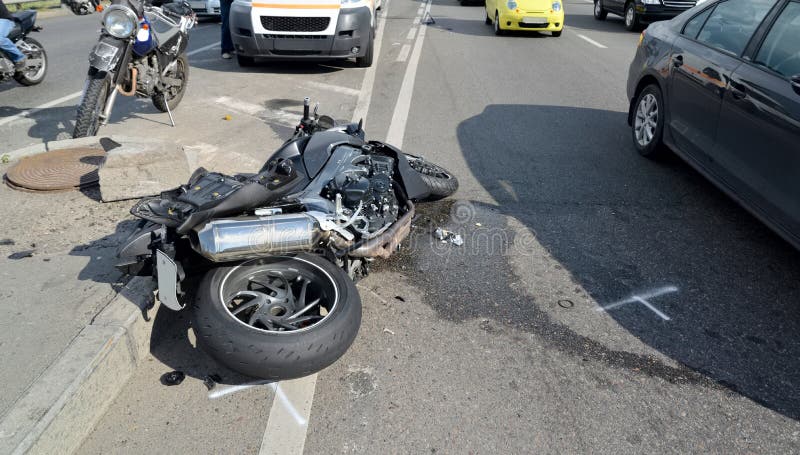 Motorcycle accident on the city road