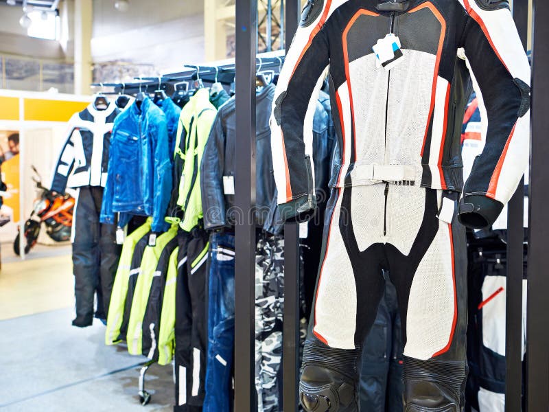 Motorcycle Clothing in Shop Stock Image Image of accessories, business 215903021