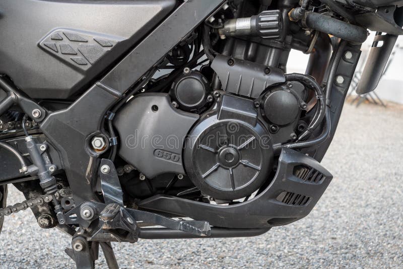 Motorcycle engine close-up detail royalty free stock photo