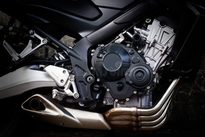 Motorcycle engine closeup stock images