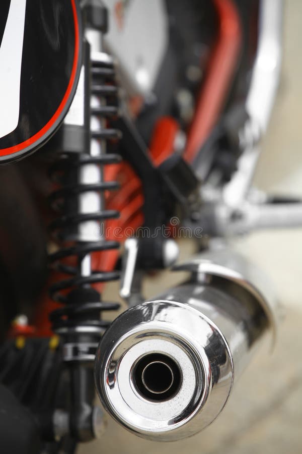 Motorcycle exhaust stock photo. Image of pollute, steel 53995230