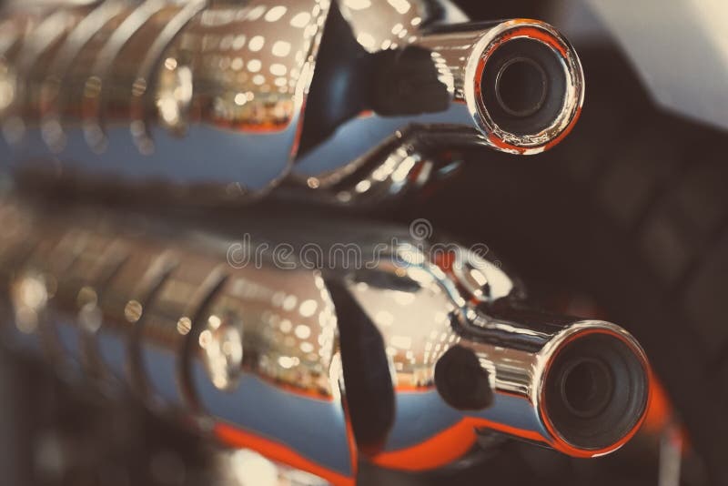Motorcycle exhaust stock photo. Image of pollution, iron 60235222
