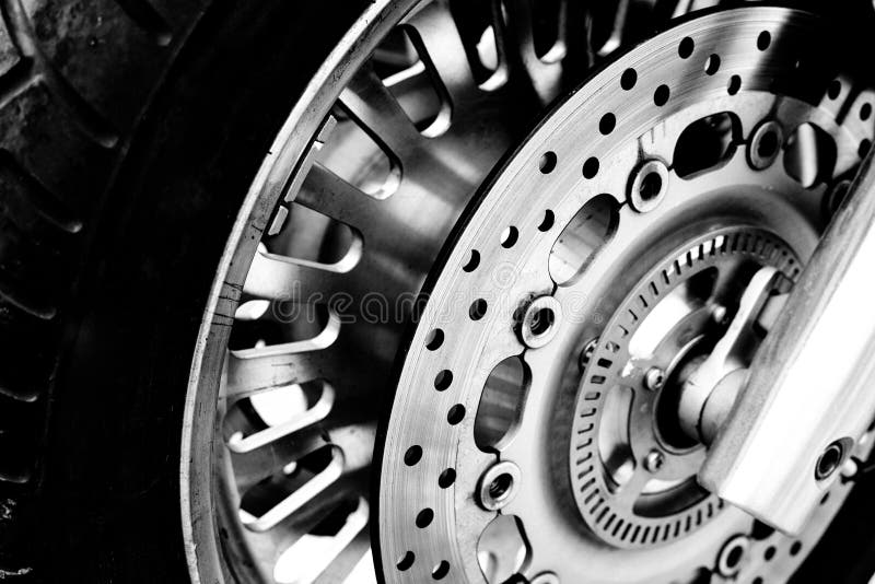 Motorcycle Front Wheel in Black and White Stock Image Image of black, sport 103582609