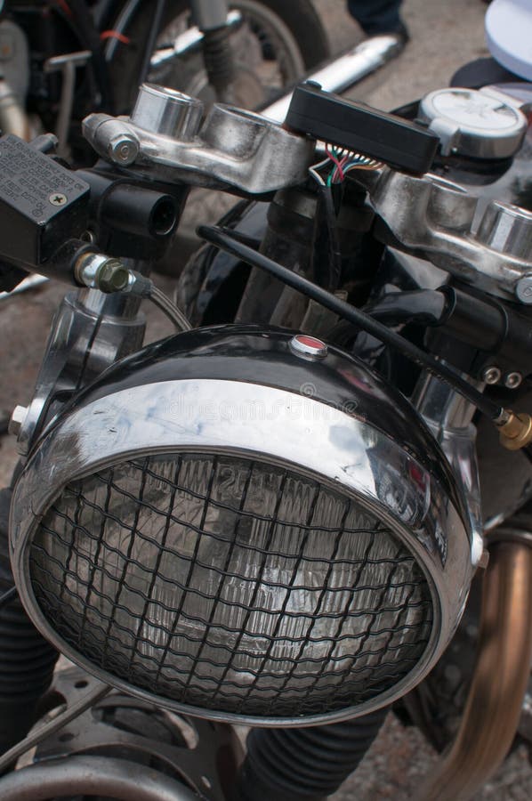 Motorcycle Headlight with a Grill Stock Image Image of bobbers