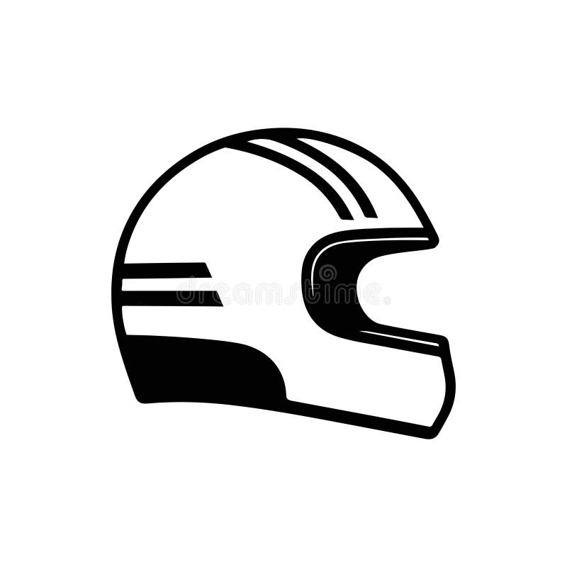 Motorcycle Helmet Icon. Biker Head Protector, Isolated on White Background Stock Illustration