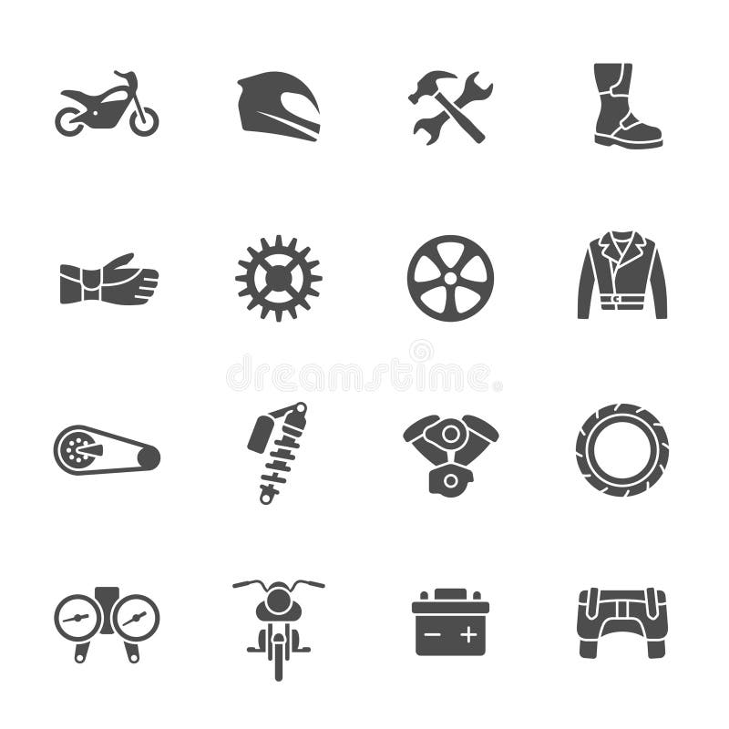 Motorcycle Accessories Biker Icons Set Vector Stock Vector