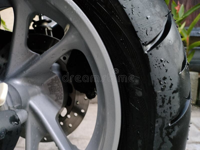 Automatic Motorcycle Rear Tire Stock Photo Image of driver, roadside