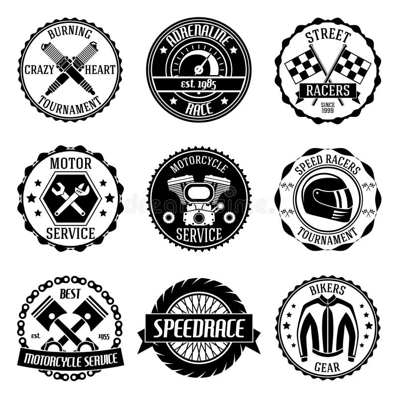 Free Vector  Grand prix racing crazy pistons motorclub black emblems set  isolated vector illustration