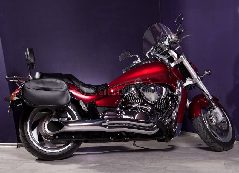 Motorcycle - red powerful chopper royalty free stock image Motorcycle - red powerful chopper royalty free stock image