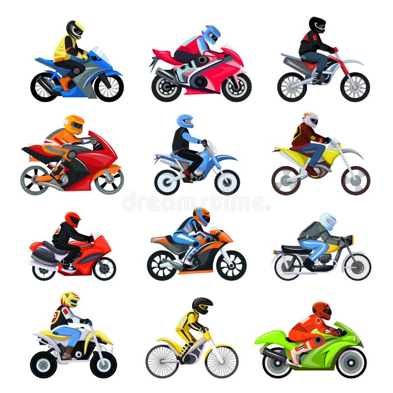 Motorcycle Model Type Objects Icons Moto Stock Vector (Royalty Free)  446050441
