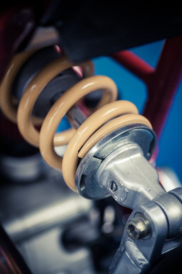 Motorcycle suspension stock image. Image of device, coil 72687065