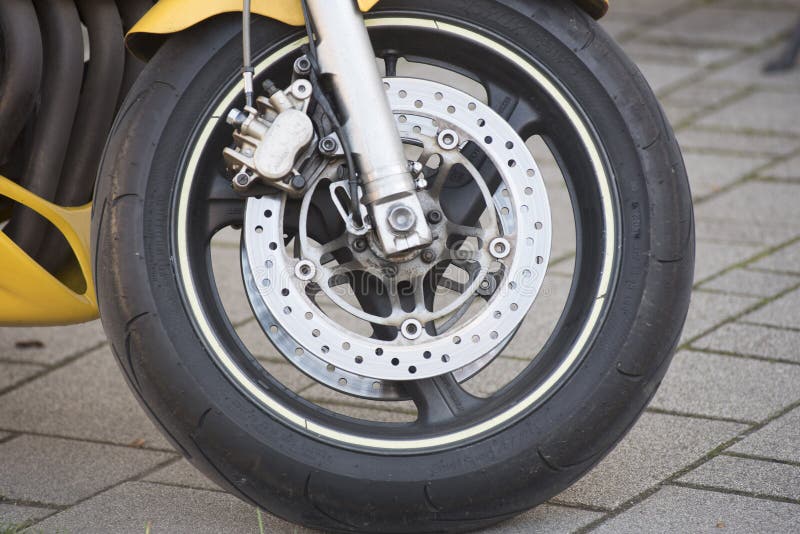 Motorcycle Tire As Part of a Motorcycle Stock Image Image of means