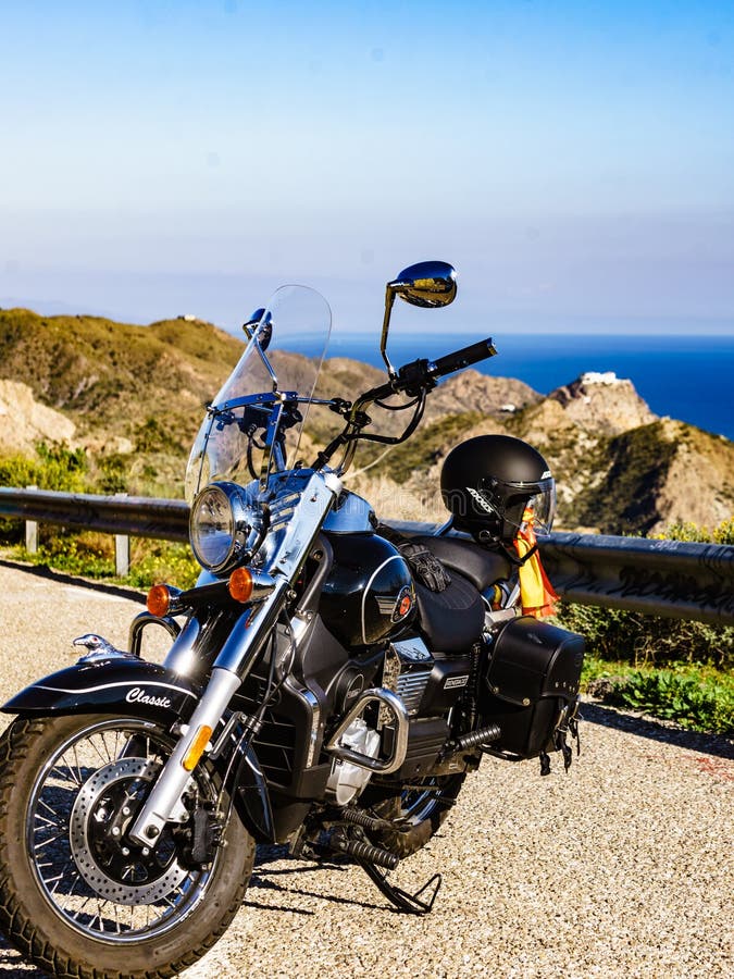 Motorcycle UM Renegade Commando Classic with Axxis Helmet, 5 January 2020,  Spain Editorial Photography - Image of viewpoint, commando: 194921802