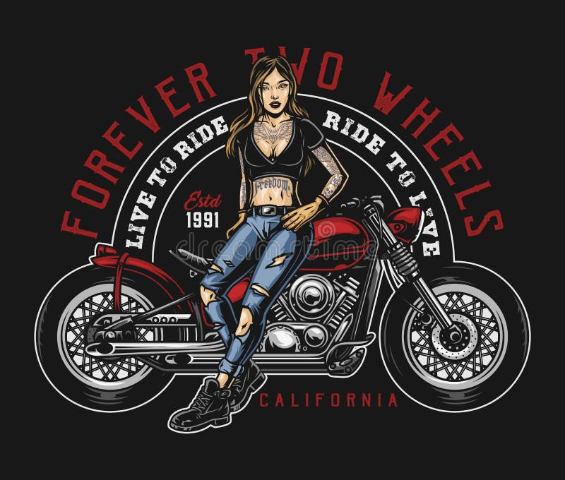 Custom Motorcycle Sticker, Girl Rider, Motorbike Women Motorsports Racing