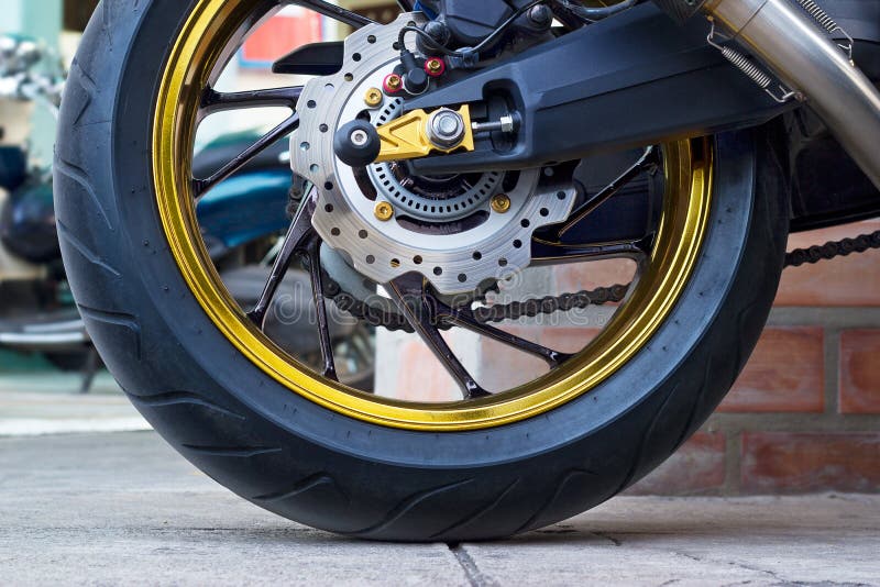 Motorcycle Wheel and ABS Brakes on Street Stock Image Image of shock