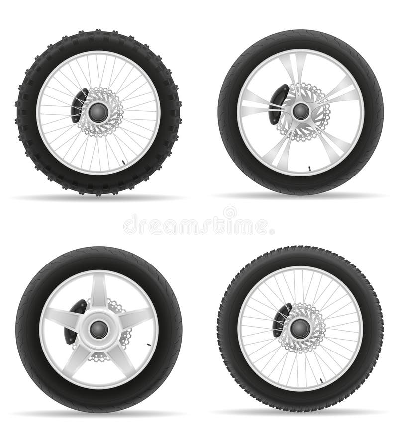 Motorcycle wheel tire from the disk set icons vector illustration vector illustration