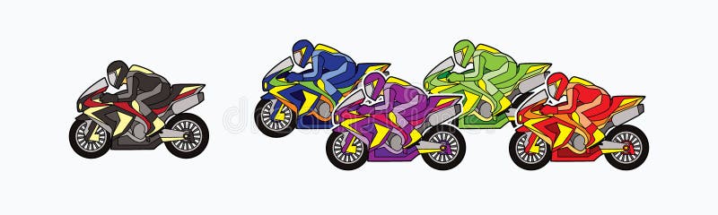 5 Motorcycles Racing graphic stock illustration