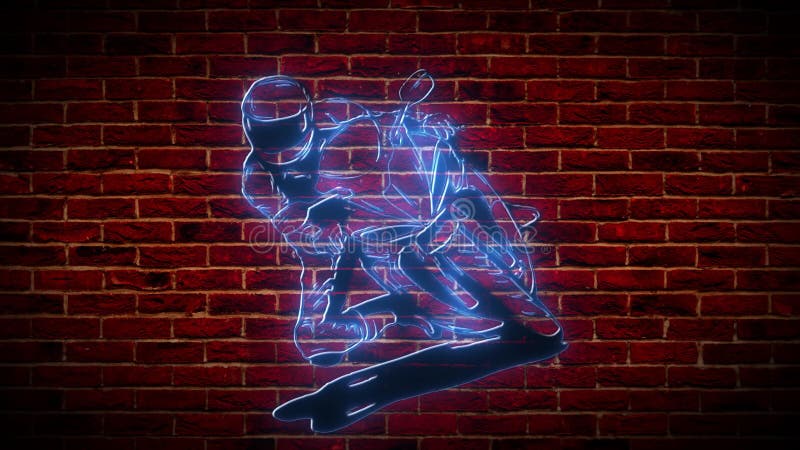 Motorcyclist neon icon. Simple icon for websites, web design, mobile app, info graphics royalty free illustration
