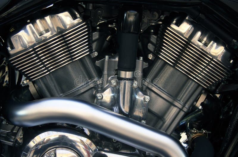 Powerful old style motorcycle V engine. Powerful old style motorcycle V engine