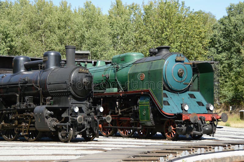 Motore a vapore storico due nel museo di ferrovie ceco Luzna u Rakovnika, repubblica Ceca, Europa