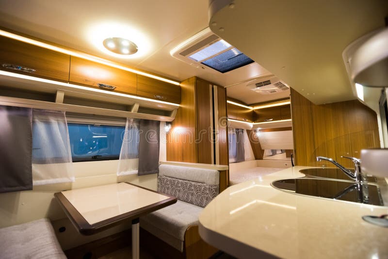 Interior of a Motorhome,wide-angle shot