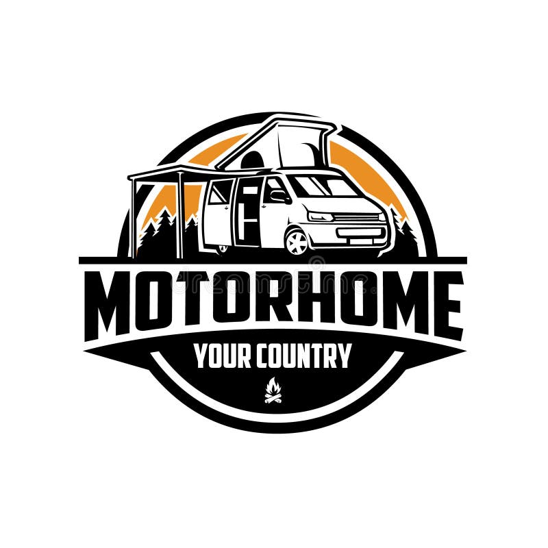 Motorhome Camper Van Emblem Circle Logo Label Vector Stock Vector ...