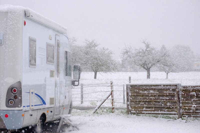 Motorhome in Snow (HDR) stock photo. Image of motorhome 38844122