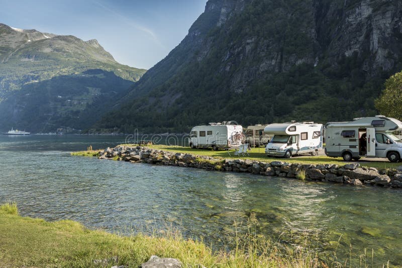 Motorhomes at the Geiranger Fjord