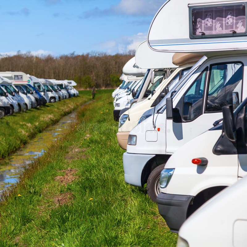 Motorhomes Parking stock photo. Image of mountain, landscape 110671690