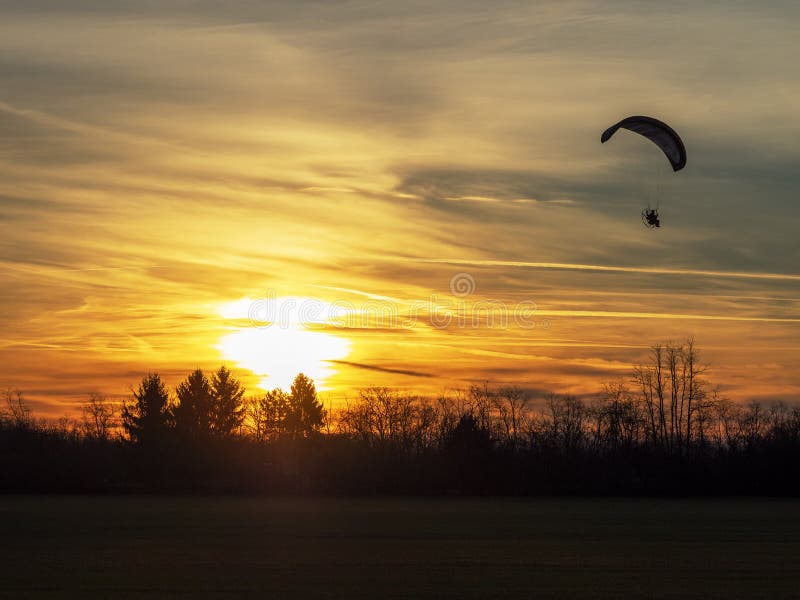 Motorized Parachute in sunset park