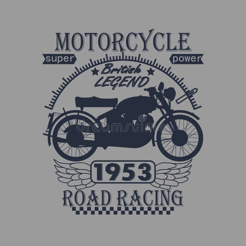 Motorrad, das Typografie-Grafik-Aufkleber läuft T stock abbildung Motorrad, das Typografie-Grafik-Aufkleber läuft T stock abbildung
