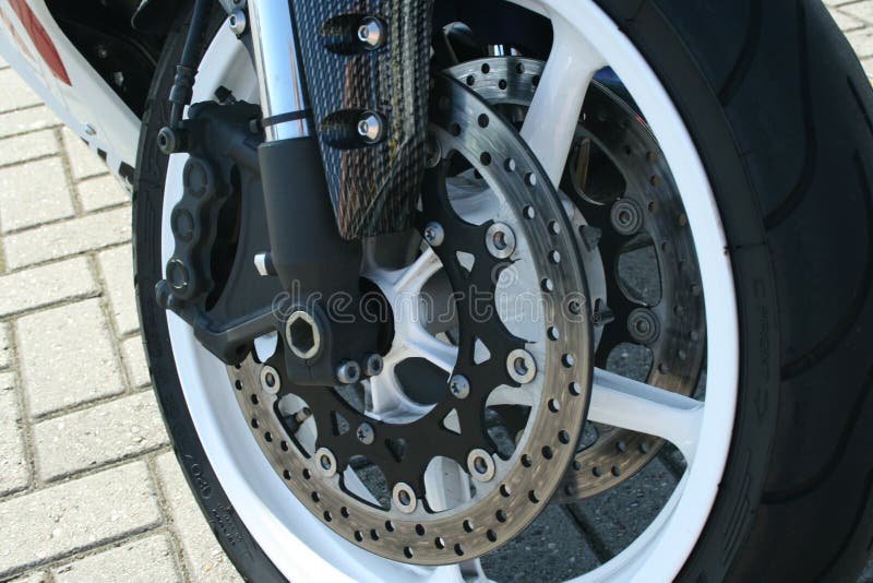 Motorrad Bremsscheibe Auf Dem Hinterrad Bremssattel Und Reifen