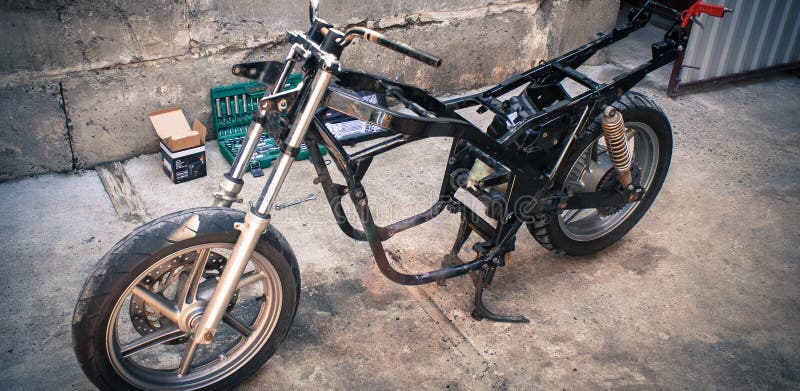 Motorrad-Rahmen stockbild. Bild von bild, andenken, speicher