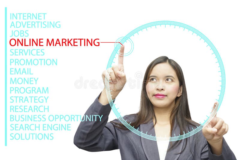 Mots-clés de marketing en ligne sur l'ordinateur de bord en verre photos stock Mots-clés de marketing en ligne sur l'ordinateur de bord en verre photos stock