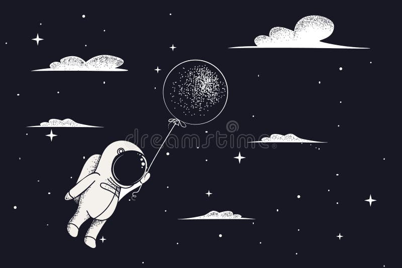 mouche de Bébé-astronaute avec le ballon illustration libre de droits mouche de Bébé-astronaute avec le ballon illustration libre de droits