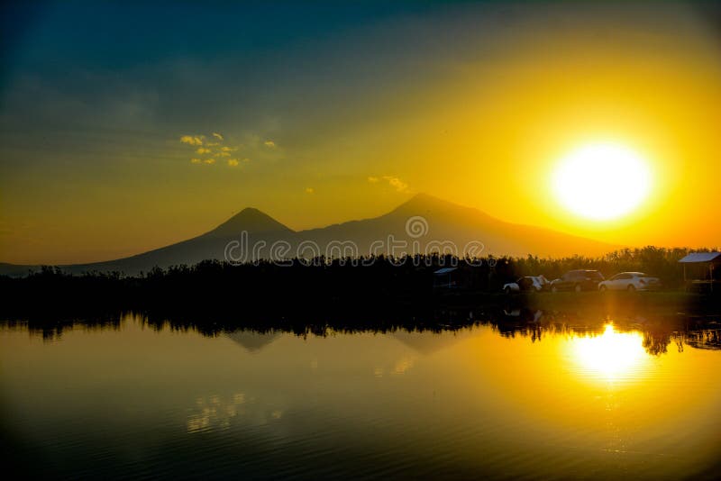 The Top of Mount Ararat is Covered with Snow and Clouds Stock Image