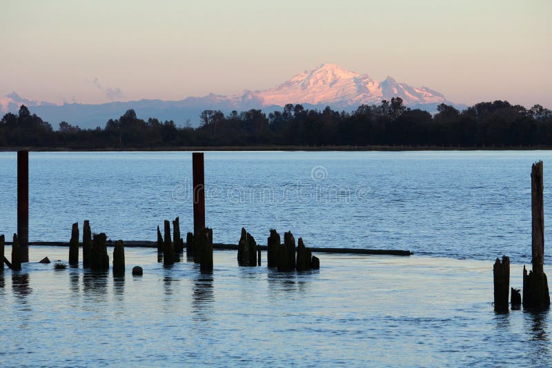 Mount Baker View, Fraser River royalty free stock photography Mount Baker View, Fraser River royalty free stock photography