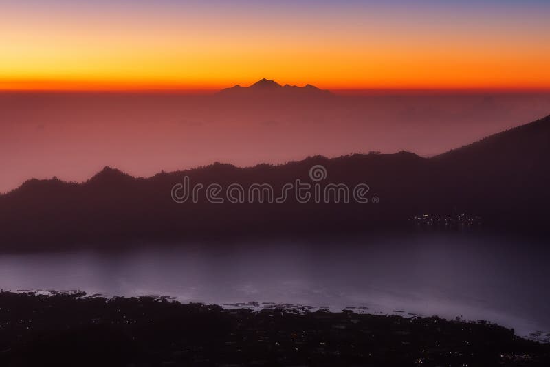 Mount Batur Rinjani view royalty free stock photography Mount Batur Rinjani view royalty free stock photography