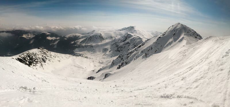 Mount Chopok and Low Tatras panorama on sunny day.