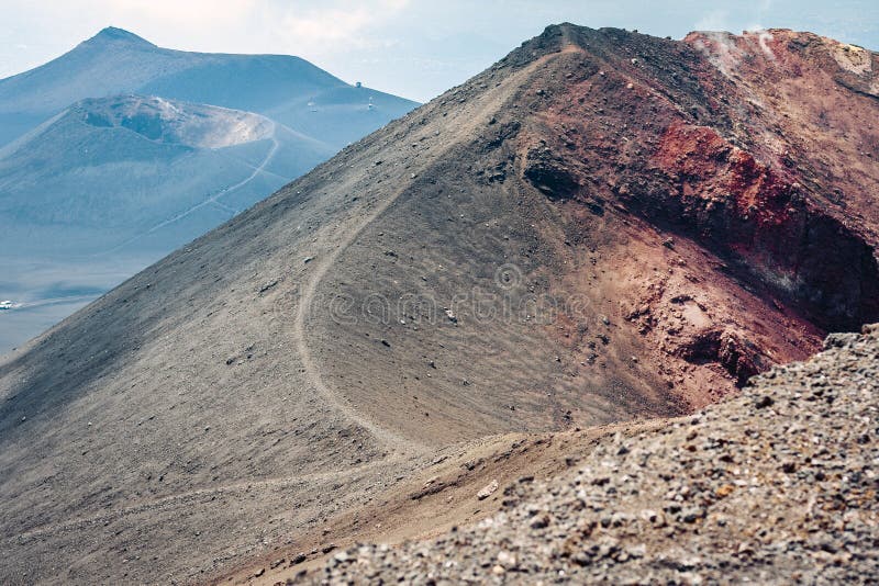 Mount Etna Active Volcano On The East Coast Of Sicily Italy Stock