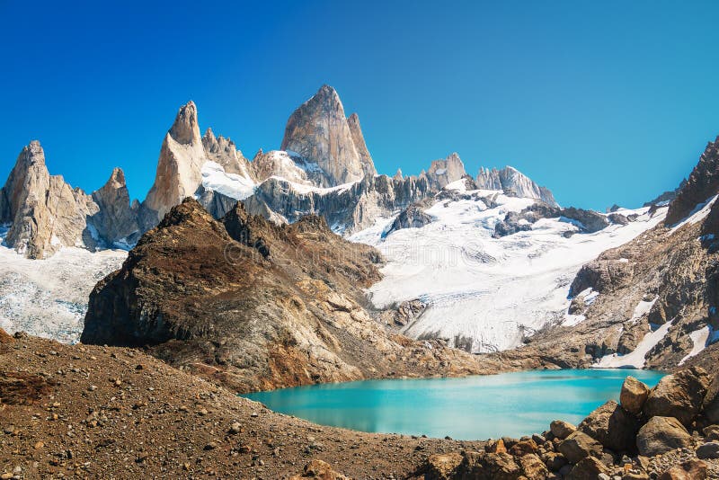 Mount Fitz Roy and Laguna de Los Tres in Patagonia - El Chalten, Argentina stock photo Mount Fitz Roy and Laguna de Los Tres in Patagonia - El Chalten, Argentina stock photo