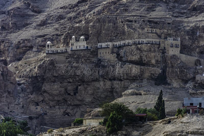 Greek monastery of temptation, near jericho city. Jordan Valley, Palestinian West Bank stock photos Greek monastery of temptation, near jericho city. Jordan Valley, Palestinian West Bank stock photos