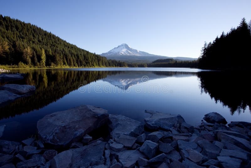 Mount Hood and Trillium Lake royalty free stock photography