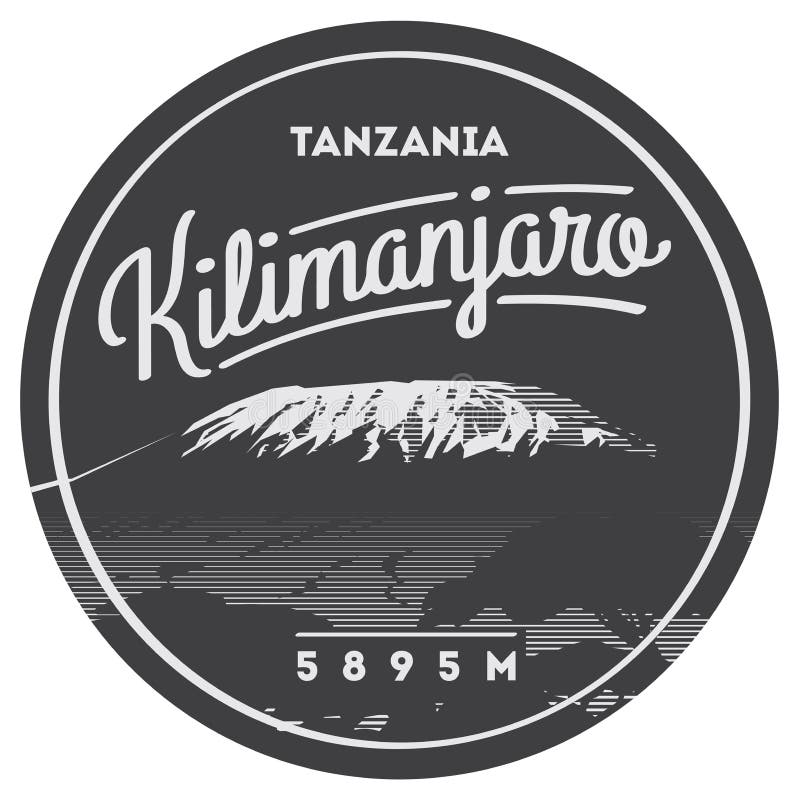 Mount Kilimanjaro в значок приключения Африке, Танзании внешний Самый высокий вулкан на иллюстрации земли иллюстрация вектора