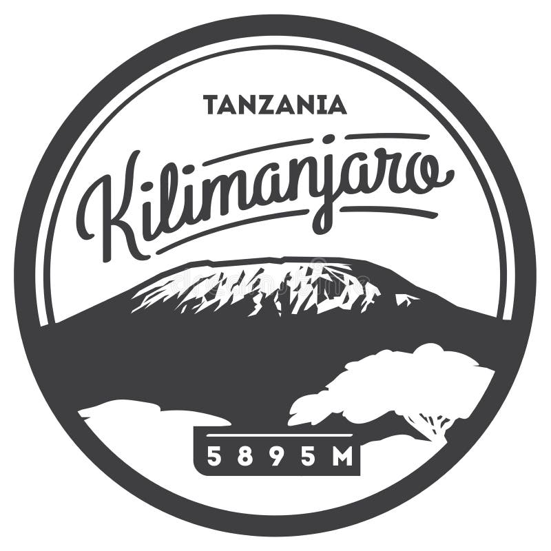 Mount Kilimanjaro в значок приключения Африке, Танзании внешний Самый высокий вулкан на иллюстрации земли иллюстрация вектора