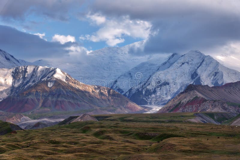 Mount Lenin seen from Basecamp in Kyrgyzstan taken in August 2018