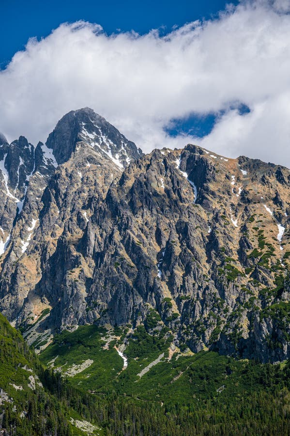 The Mount Lomnica. Spring landscape of the Tatra Mountains, Slovakia