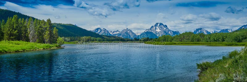 Mount Moran with the Sake River in the Grand Teton National Park, Wyoming